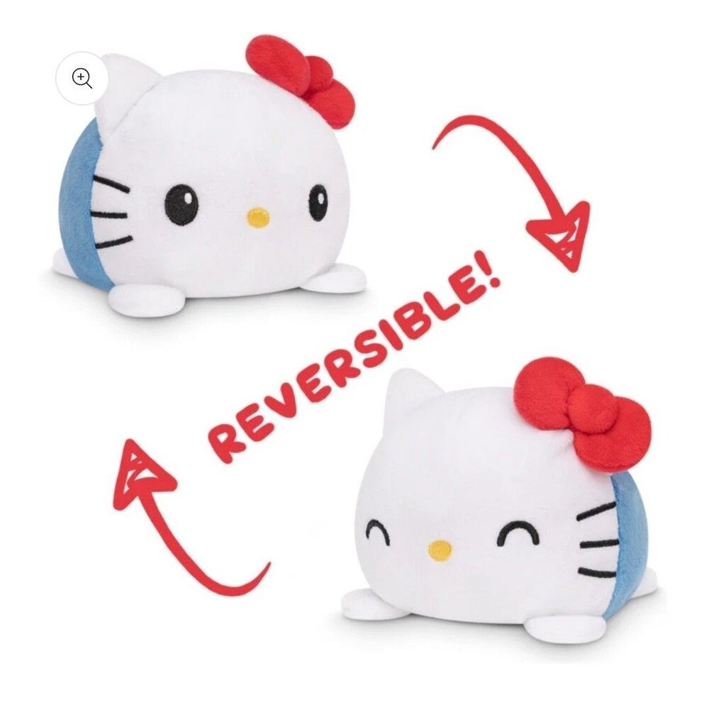 TEETURTLE REVERSIBLE HELLO KITTY PLUSHIE (WHITE + BLUE) 5 Inch